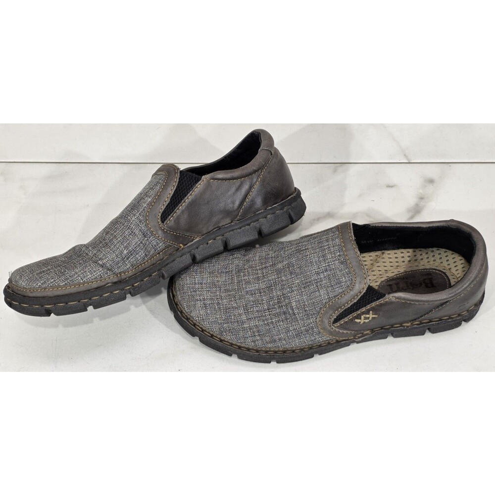 BORN Sawyer Loafers Mens 8 EU 41 Canvas Leather Gray Brown Slip On Casual Shoes